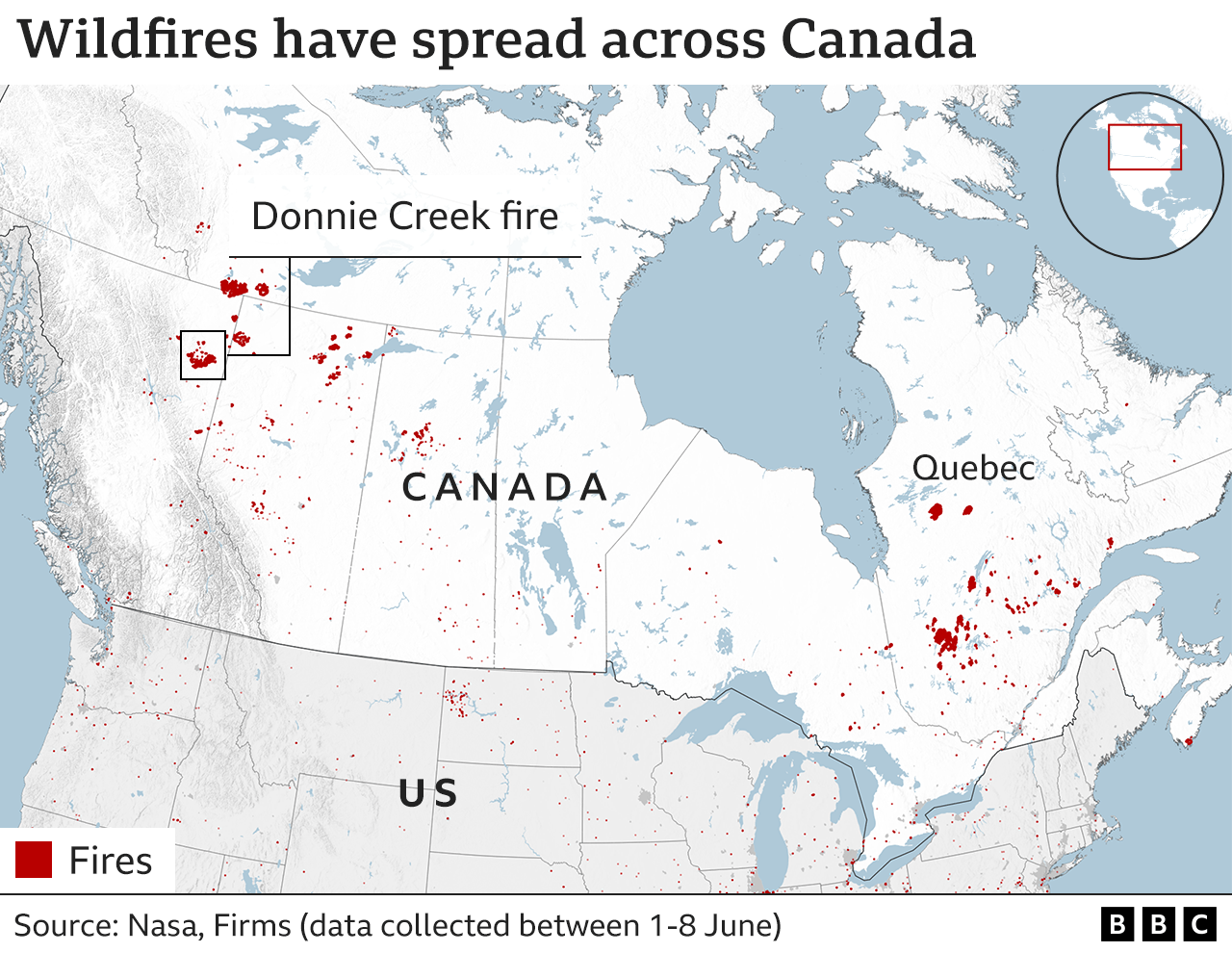 Canada Current Wildfires Map