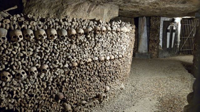 В парижских катакомбах кости складывали так, чтобы использовать пространство как можно более эффективно