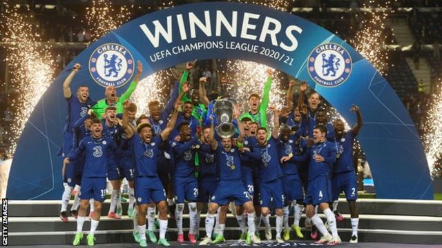 Chelsea celebrate winning the Champions League in 2020-21