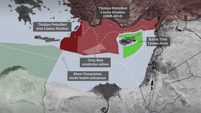 Türkiye Dışişleri Bakanlığı İkili Siyasi İşler ve Denizcilik-Havacılık-Hudut Genel Müdürü Büyükelçi Çağatay Erciyes'in paylaştığı harita