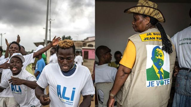 Des partisans du candidat Jean Ping, le chef de l'opposition, et du président sortant Ali Bongo Ondimba