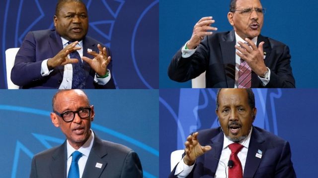 Un montage photo des dirigeants africains