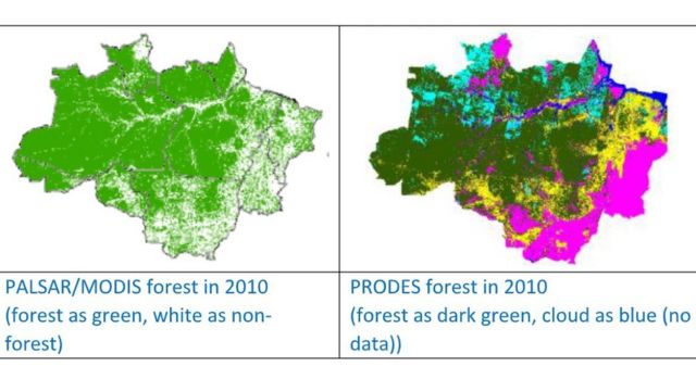 Comparação de imagens da Amazônia para os dois métodos.