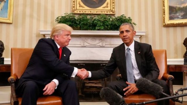 Cənab Obama və yeni seçilmiş prezident seçkidən iki gün sonra Ağ Evdə görüşüb
