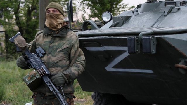 A Russian soldier in Mariupol