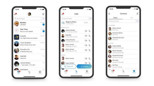 Новый интерфейс Skype для мобильных