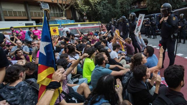 Protesta a favor de la independencia de Cataluña