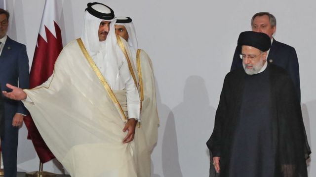 أمير قطر والرئيس الإيراني حلال القمة السادسة لمنتدى الدول المصدرة للغاز في 22 فبراير/شباط الماضي