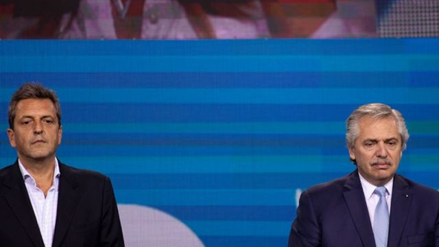O presidente Alberto Fernández e o ministro da Economia da Argentina, Sergio Massa