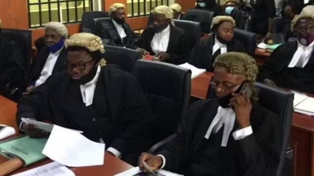 Lawyers inside court