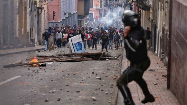 Manifestantes en Quito