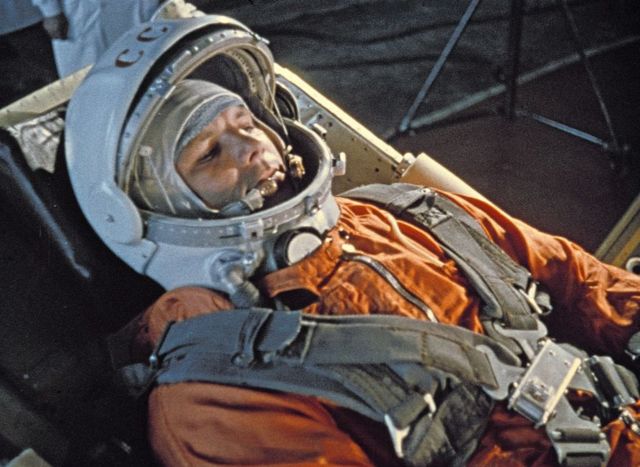 Yuri Gagarin, 1961, minutos antes del lanzamiento