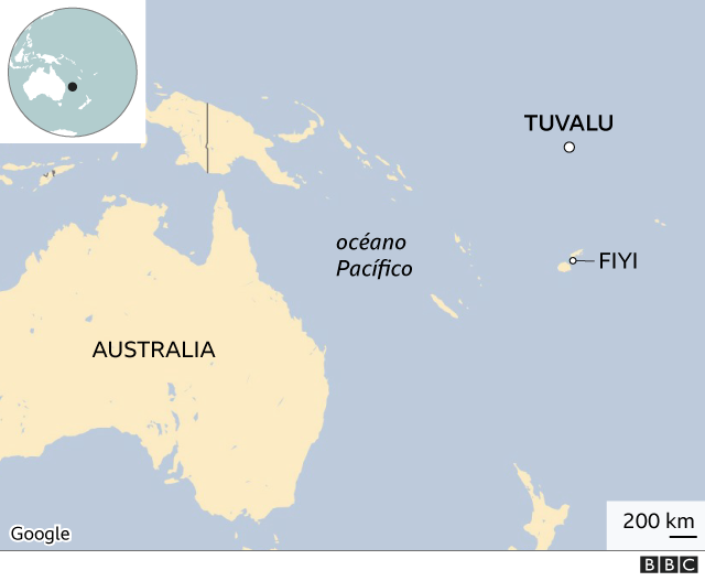 Mapa que muestra la ubicación de Tuvalu en el Pacífico