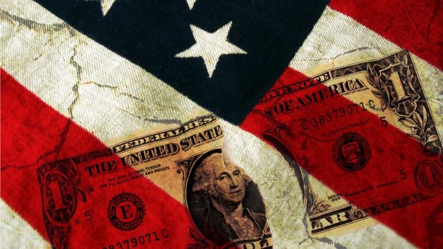 Dibujo dólar y bandera de EE. UU.