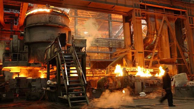 Steel plant in Cheropovets, Russia.