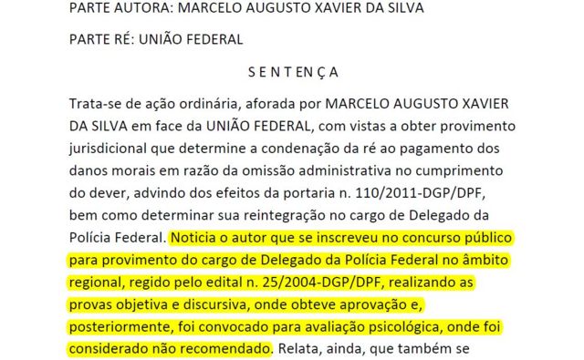 Sentença judicial relativa a Marcelo Augusto Xavier da Silva