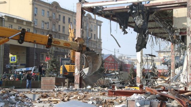 Снос "Пирамиды" на Тверской улице Москвы