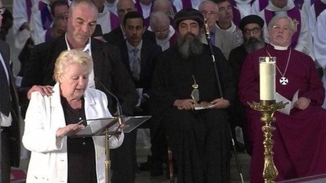Father Hamel's sister Roselyne reads her tribute to her brother