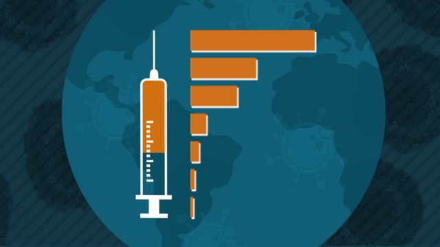 코로나19 백신 주사기와 통계 이미지