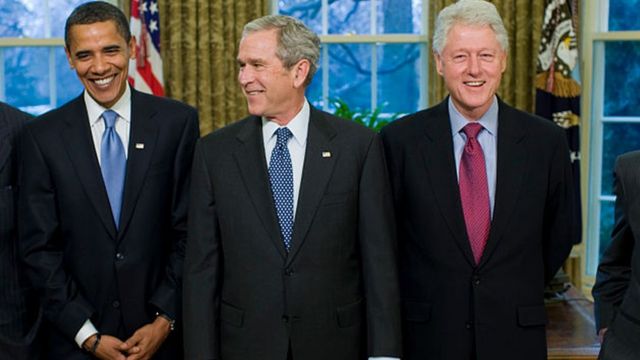 Former US presidents Obama Bush and Clinton