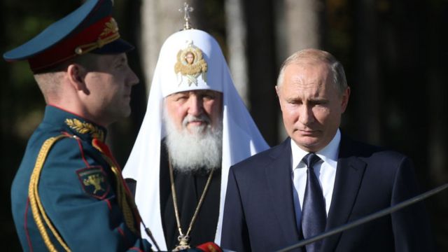 Vladimir Putin with Russian Patriarch Cyril.
