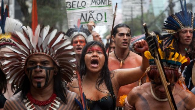 A protest against the Belo Monte dam in Sao Paulo.