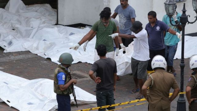 Corpos de vítimas dos atentados do Sri Lanka