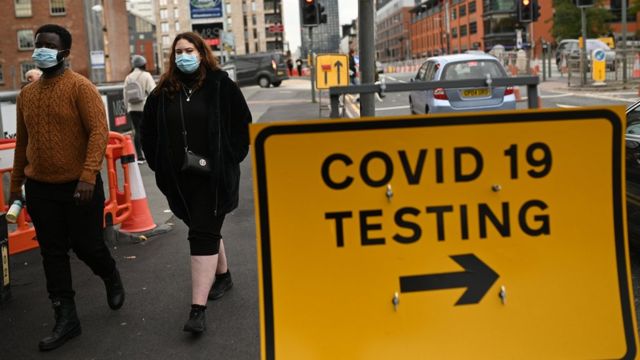 UK coronavirus test sign