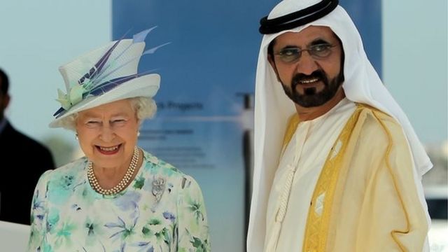 Queen Elizabeth and Sheikh Maktoum (file photo)