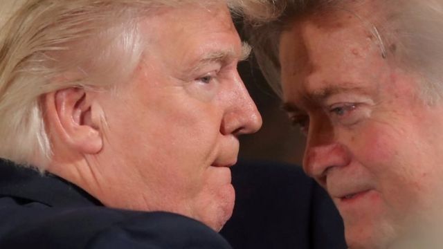 US President Donald Trump and former White House aide Steve Bannon.