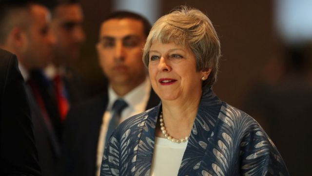 Theresa May arriving in Sharm el-Sheikh