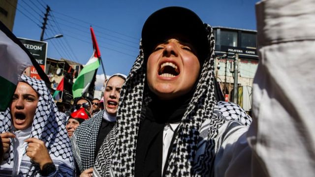 تظاهرکنندگان حامی فلسطینیان در پایتخت اردن