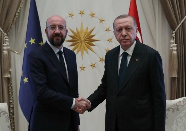 AB Konseyi Başkanı Charles Michel ve Cumhurbaşkanı Recep Tayyip Erdoğan