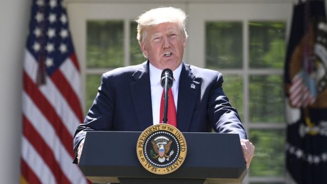 Donald Trump, Beyaz Saray'da konuşuyor.