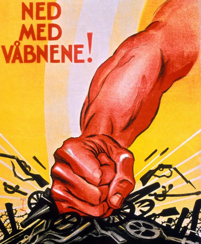 "¡No más guerra!". Cartel del Partido Laborista Noruego, 1930.