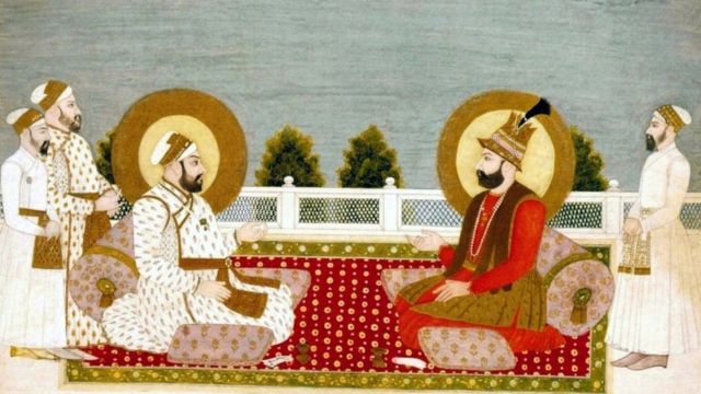 Mughal Emperor Muhammad Shah (left) and King Nadir Shah of Iran (right). Unknown artist, 1740, Musee Guimet, Paris