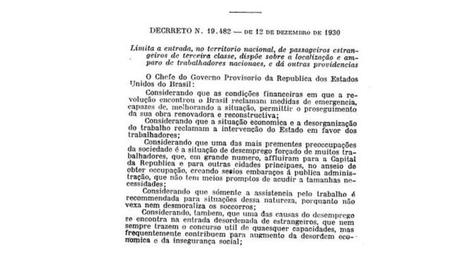 Decreto da Era Vargas, nos anos 1930