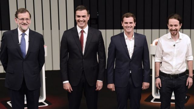 Líderes dos quatro principais partidos espanhois