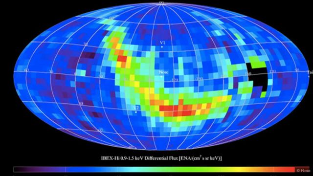 La mission Ibex a détecté un ruban d'atomes à haute énergie qui sont réfléchis par le champ magnétique galactique depuis le bord de l'héliosphère