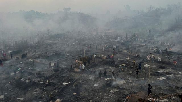 El campamento rohingya destruido por un incendio