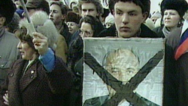 Protests in 1991. The coup in that year signalled the end of Gorbachev's time in power