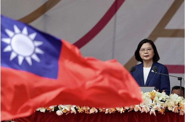 Taiwanese President Tsai Ing-wen delivered a speech at the 