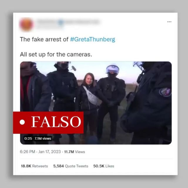 O post viral com o vídeo de Greta Thunberg e policiais no protesto