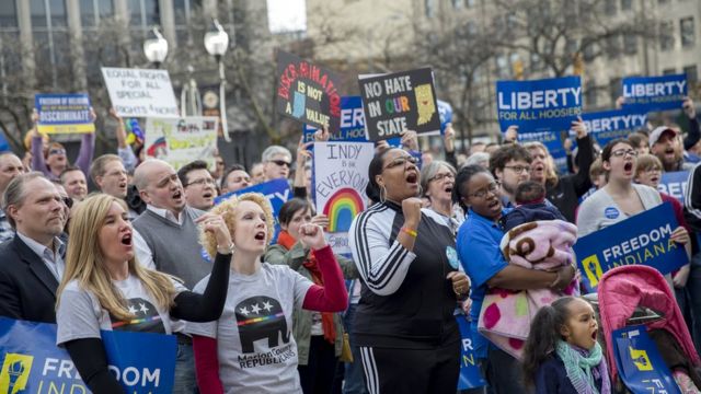 Protesta LGBT en Indiana
