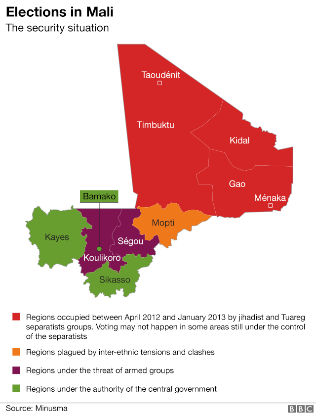 Ethnic Map Of Mali Mali Election: Militia Mayhem Threatens Vote - Bbc News