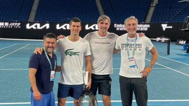 Djokovic on court