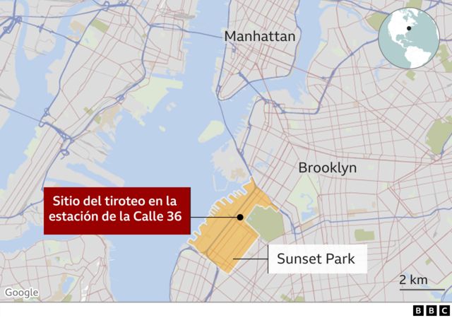 Mapa de Brooklyn muestra el lugar del tiroteo