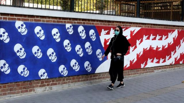 دیوار سفارت سابق آمریکا در تهران، نوامبر ۲۰۲۰