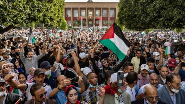 مظاهرات حاشدة شهدها المغرب ضد التطبيع وتأييدا للفلسطينيين