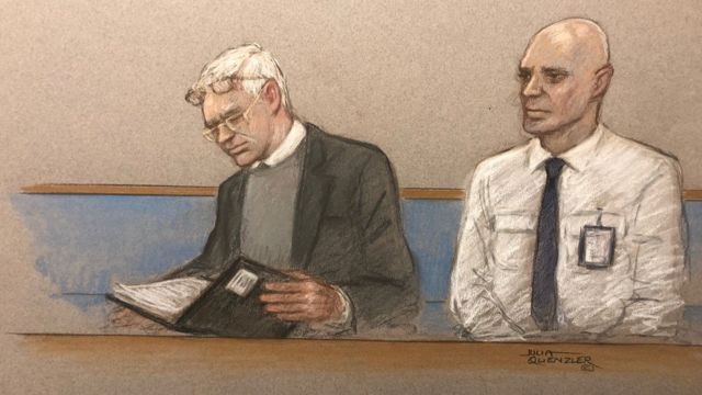 Илустрација Асанжовог обраћања на суду